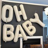 40 Inch Beige OH BABY Balloon for Baby Shower, Large Cream White Oh