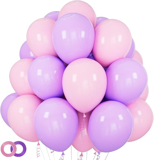 Pink and Purple Balloons 100 Pack 12 inch Light Pink Purple Latex