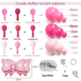 Pink Balloon Arch Kit Double Stuffed Peach Pink Bow Balloon Garland