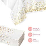 Prestee 12-Pack White and Gold Tablecloth - 54x108 Inch - Disposable