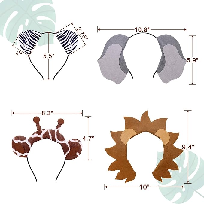 Animals Ears Headbands Birthday Jungle Safari Zoo Party Favor Monkey
