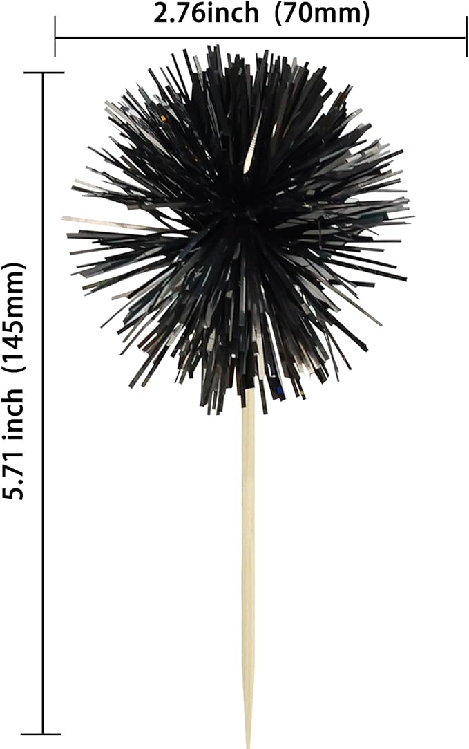 Gyufise 30Pcs Foil Firework Cupcake Toppers Sparkle Tinsel Cake #25