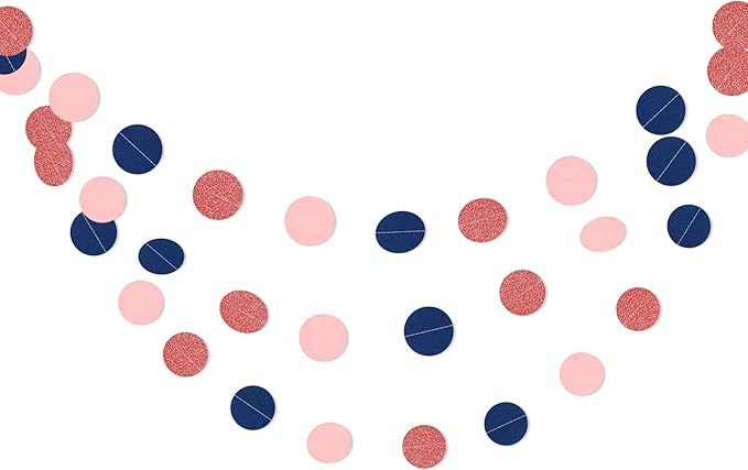Navy Blue Pink Rose Gold Gender Reveal Decorations 52FT Party