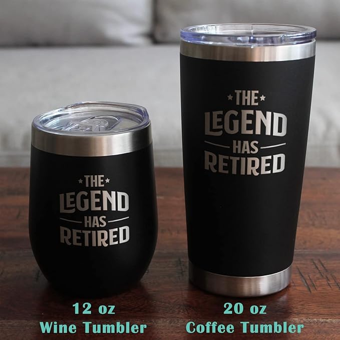 Bevvee Legend Has Retired - Stemless Wine Glass - Funny Retirement
