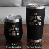 Bevvee Legend Has Retired - Stemless Wine Glass - Funny Retirement