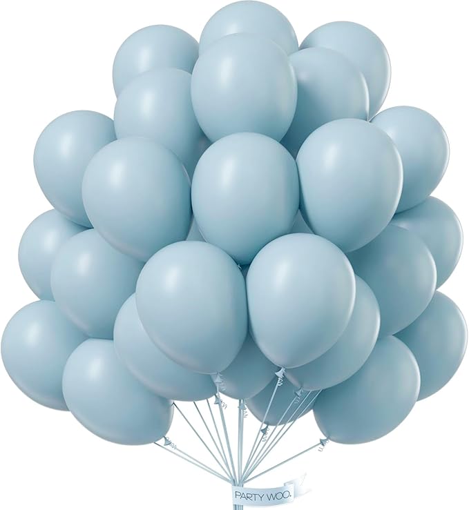 PartyWoo Dusty Blue Balloons 50pcs 12 Inch Light Blue Aqua Boho Latex