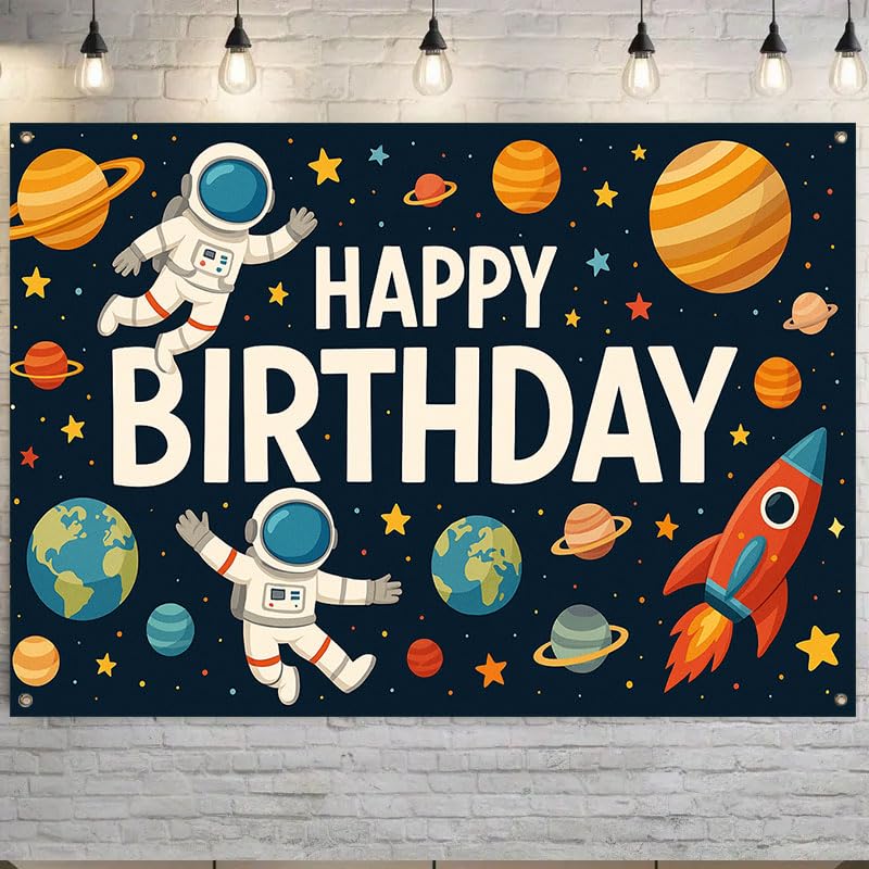 Space Birthday Decorations Banner 71x43 Inch, Large Outer