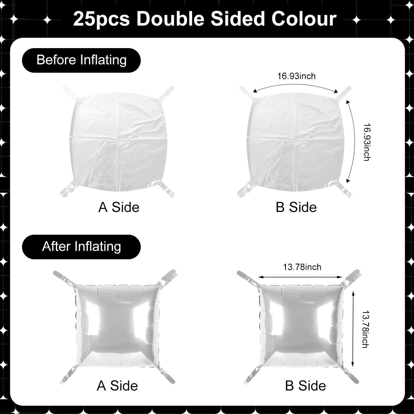 White Square Foil Balloons 25 Pcs Metallic White Balloons Wall