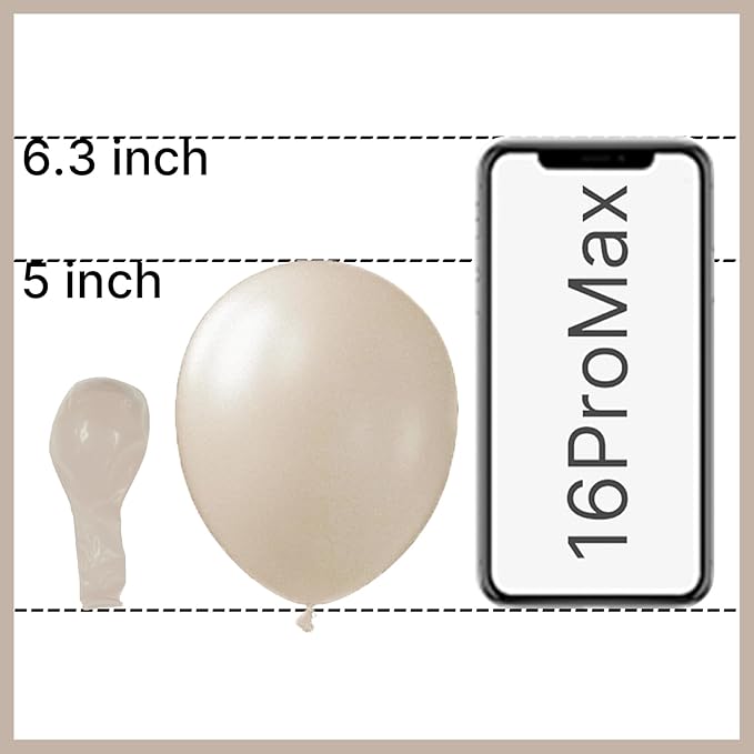 PartyWoo White Sand Balloons 50 pcs 5 Inch Small Mini Beige Cream