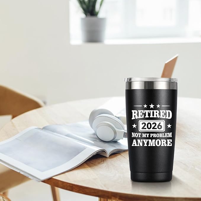 MASGALACC Retirement Gifts for Men & Women 2026 – 20oz Black Tumbler
