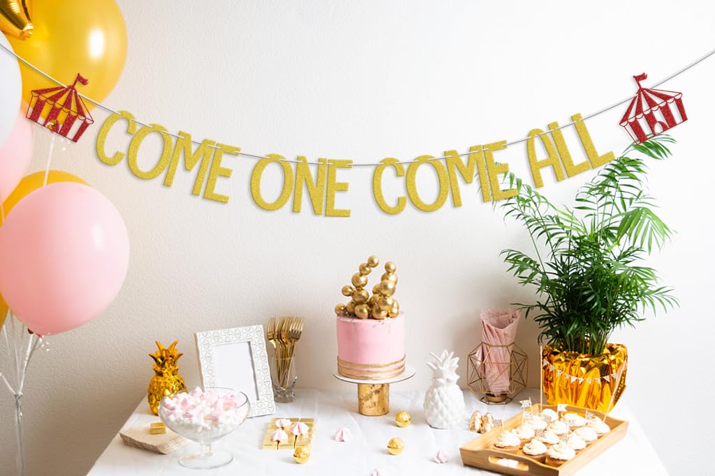 Come One Come All Banner, Circus 1st Birthday Party Decorations