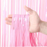 Voircoloria 3 Pack 3.3 x 8.2 ft Pasel Pink Foil Fringe Backdrop