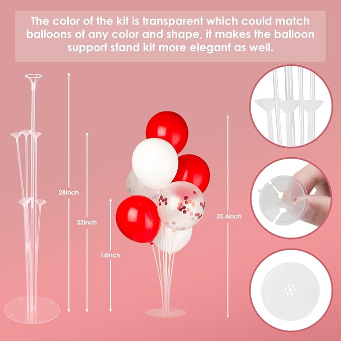 Voircoloria 6 Sets Balloon Stand Kits, Balloon Sticks with Base for #3