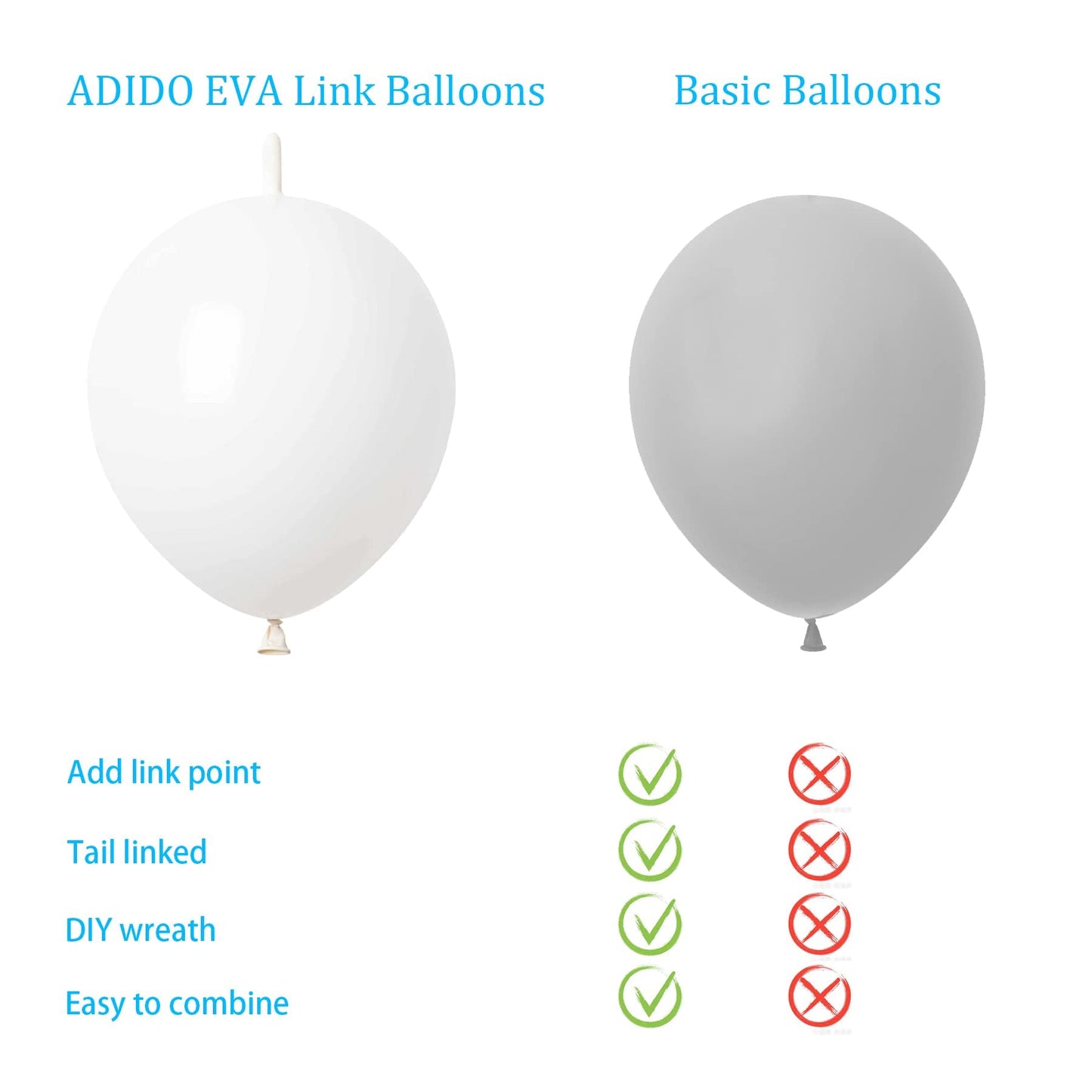 ADIDO EVA Link Balloons Red and Green 12 Inch Quick Link Balloon 80