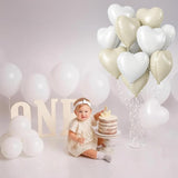 Cream Heart Foil Balloon, 18 Inch Sand White Heart Shape Foil