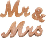 Mr & Mrs Wedding Sign Decorative Letters Rustic Elegant Rose Gold