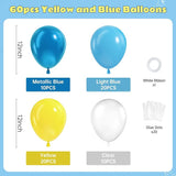 61pcs Blue and Yellow Balloons, 12 Inch Clear Yellow Blue Balloons