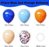 YMSZ Blue and Orange Balloons, 67pcs 12 Inch Royal Light Blue and