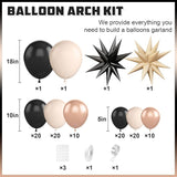 Sand White Black Gold Balloon Arch Kit,Balloon Garland with Star Foil