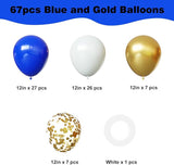 YMSZ Blue and Gold Balloons Set, 67pcs 12 Inch Royal Blue Gold White