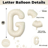 40 Inch Beige Big Bro Balloons Letter, Large Cream White Sand Big Bro
