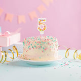 Number 5 Birthday Candle - Colorful Macaron Candles, 5 Candle