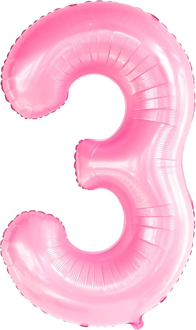 KatchOn, Large Pink Number 3 Balloon - 40 Inch | Mylar Foil Balloon