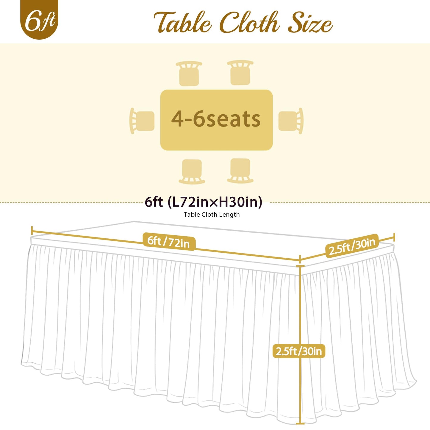 Yellow Tulle Tablecloth for 6 Foot Rectangular Tables 6ft Yellow