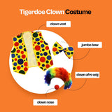 Tigerdoe Clown Costume Set – Wig, Nose, Bow Tie & Vest – 4-Piece