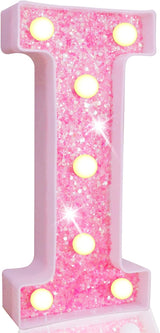Pooqla LED Marquee Letter Lights, Light Up Pink Letters Glitter #6