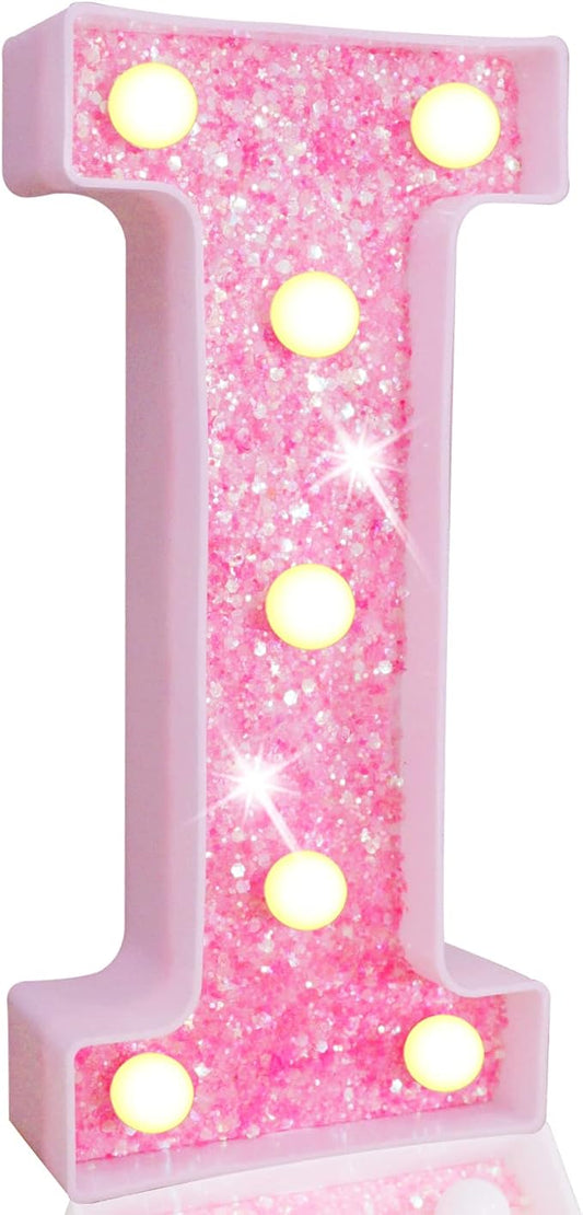 Pooqla LED Marquee Letter Lights, Light Up Pink Letters Glitter #6