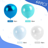 Teal Blue Clear Balloon, 60 Pcs 12 Inches Metallic Blue Cartoon Theme