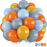 Construction Theme Balloons 12 inch Orange Yellow Dusty Blue Latex