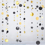 Cheerland Black and Gold Party Decorations Star Garlands Gold Black