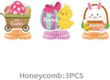 55PCS Easter Party Decorations Set Bunny Egg Banner Cake Toppers