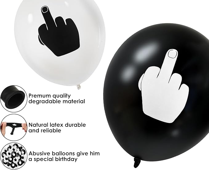 DS. DISTINCTIVE STYLE Middle Finger Balloons 12 Inch Latex Balloons
