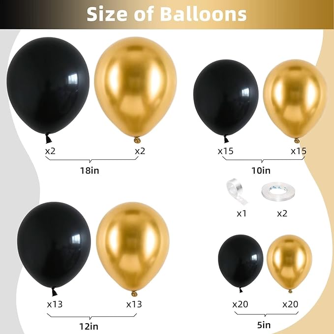 Black and Gold Balloon Garland Kit Metallic Gold and Black Balloon