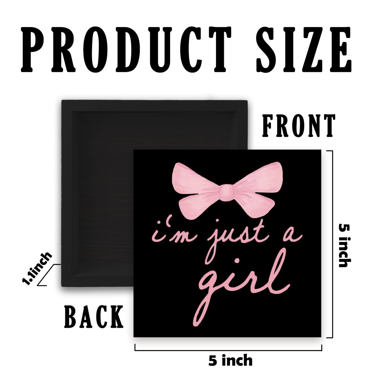 CUANFDDSF Trendy Black Pink Bow Coquette Room Decor Wooden Box Sign,