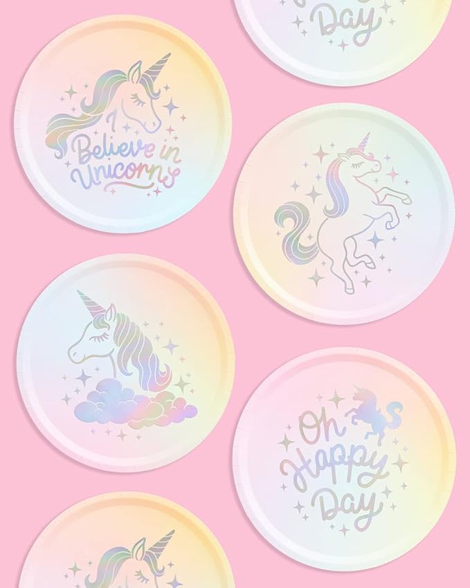 xo Fetti Unicorn Paper Plates 24 pk 9 Unicorn Birthday Party