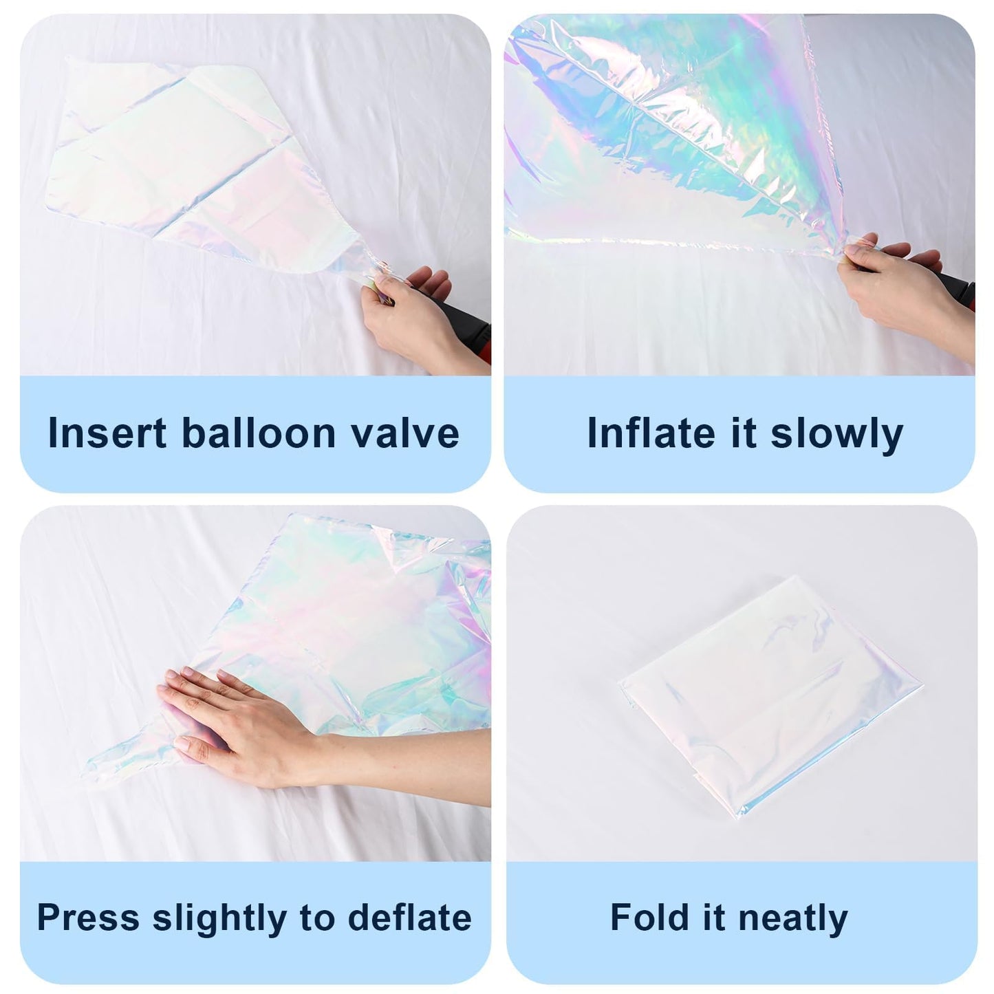 Iridescent Diamond Balloons 4 pcs,Transparent Foil Diamond Balloon for