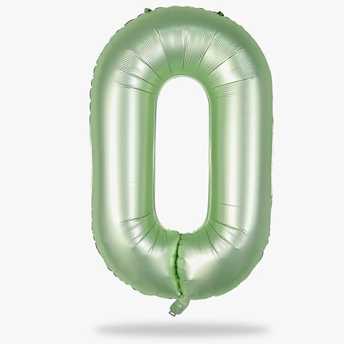40 Inch Balloon Number 0 Sage Green, Large Foil Olive Green Number