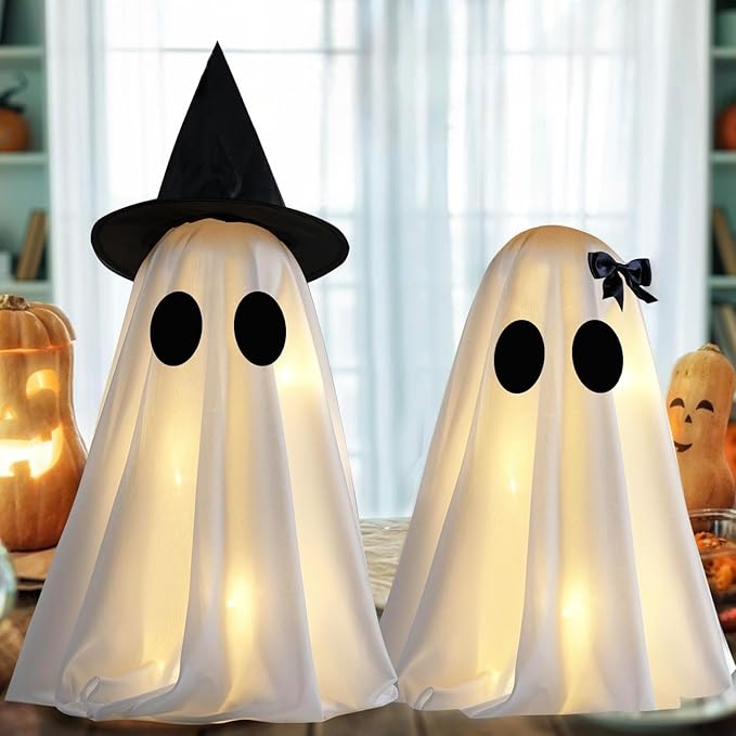 Timer Light Up Halloween Scary Ghost Decorations Set of 2 DIY Spooky