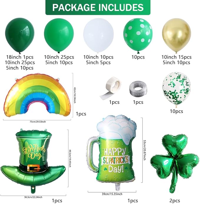 St Patrick's Day Balloon Garland Arch Kit with 138PCS Green Gold