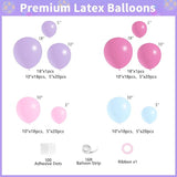 JOGAMS 184Pcs Silver Blue Pink and Purple Balloon Arch Kit with In My