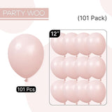 PartyWoo Dusty Pink Balloons 101pcs 12 Inch Boho Blush Lilac Pink