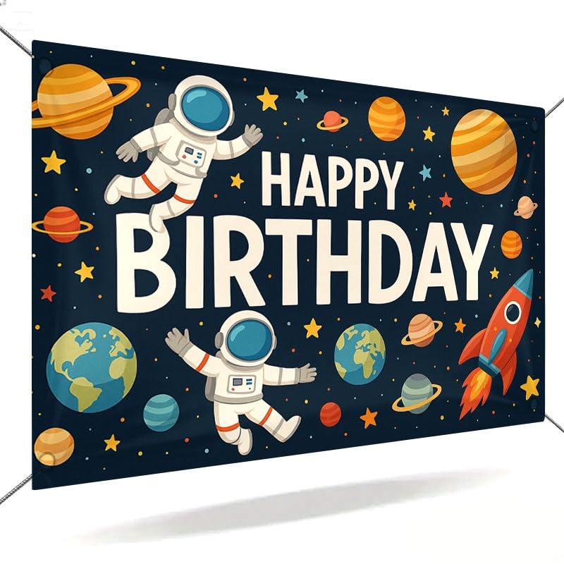 ActFirst Space Birthday Decorations Banner 71x43 Inch, Large Outer