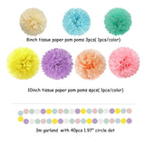 Pastel Rainbow Party-Decorations Supplies Streamers-Garland - 29pcs