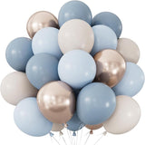 Dusty Blue and Gold Balloons - 12 Inch Dusty Blue Balloons Metallic