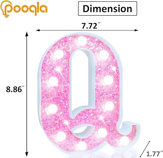 Pooqla LED Marquee Letter Lights, Light Up Pink Letters Glitter #14