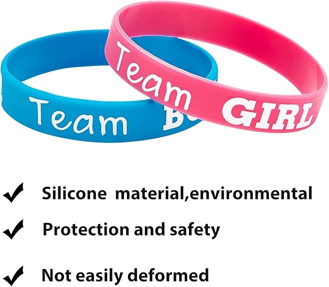 Gender Reveal Bracelets Includes Team Boy Wristbands and Team Girl
